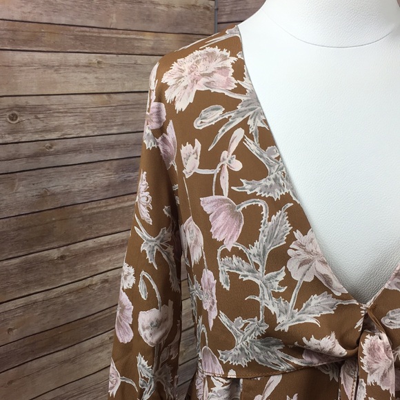 Flynn Skye Floral Front Tie Long Sleeve Mini Dress - Picture 3 of 8